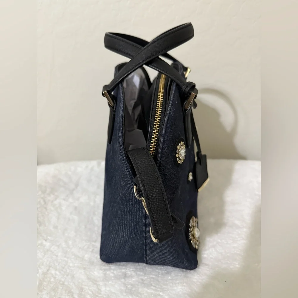 Kate Spade NWOT Embellished Cameron Street Lottie Denim Blue Pearls Orig $348 - Picture 5 of 14